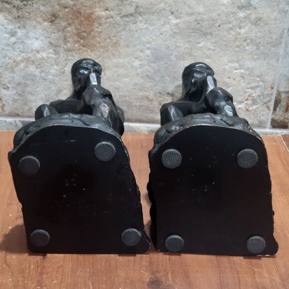 Vintage Bronze The Thinker Sculpture Bookend Set of 2 - Picture 5 of 13